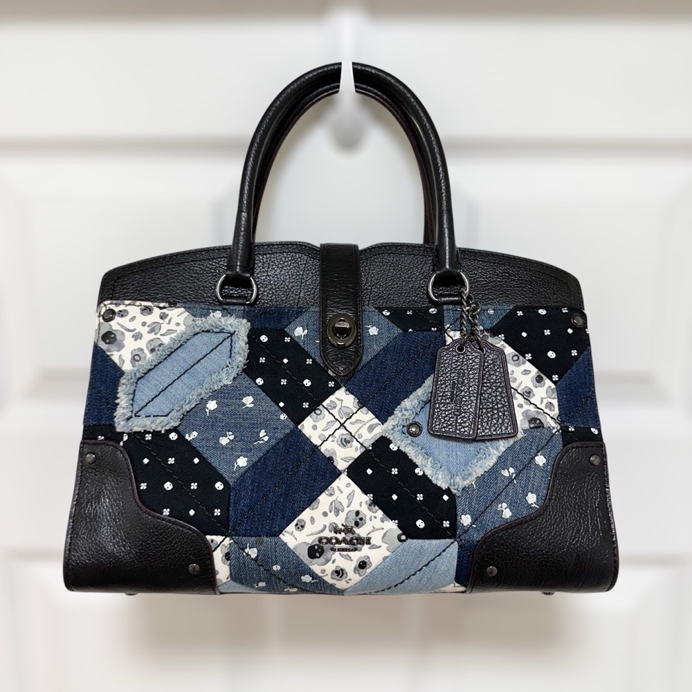 Coach Mercer 30 Canyon Quilt Denim Patchwork Satchel 37730